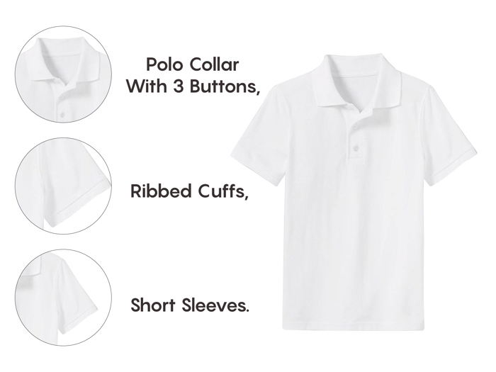 5-Pack School Uniform Tagless Polo Tshirt for Little Boys & Big Boys